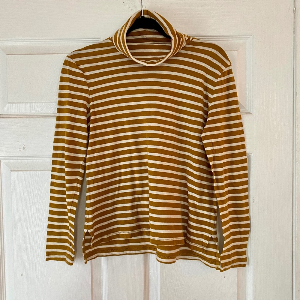 Madewell Mustard and White Striped Turtleneck Size S
